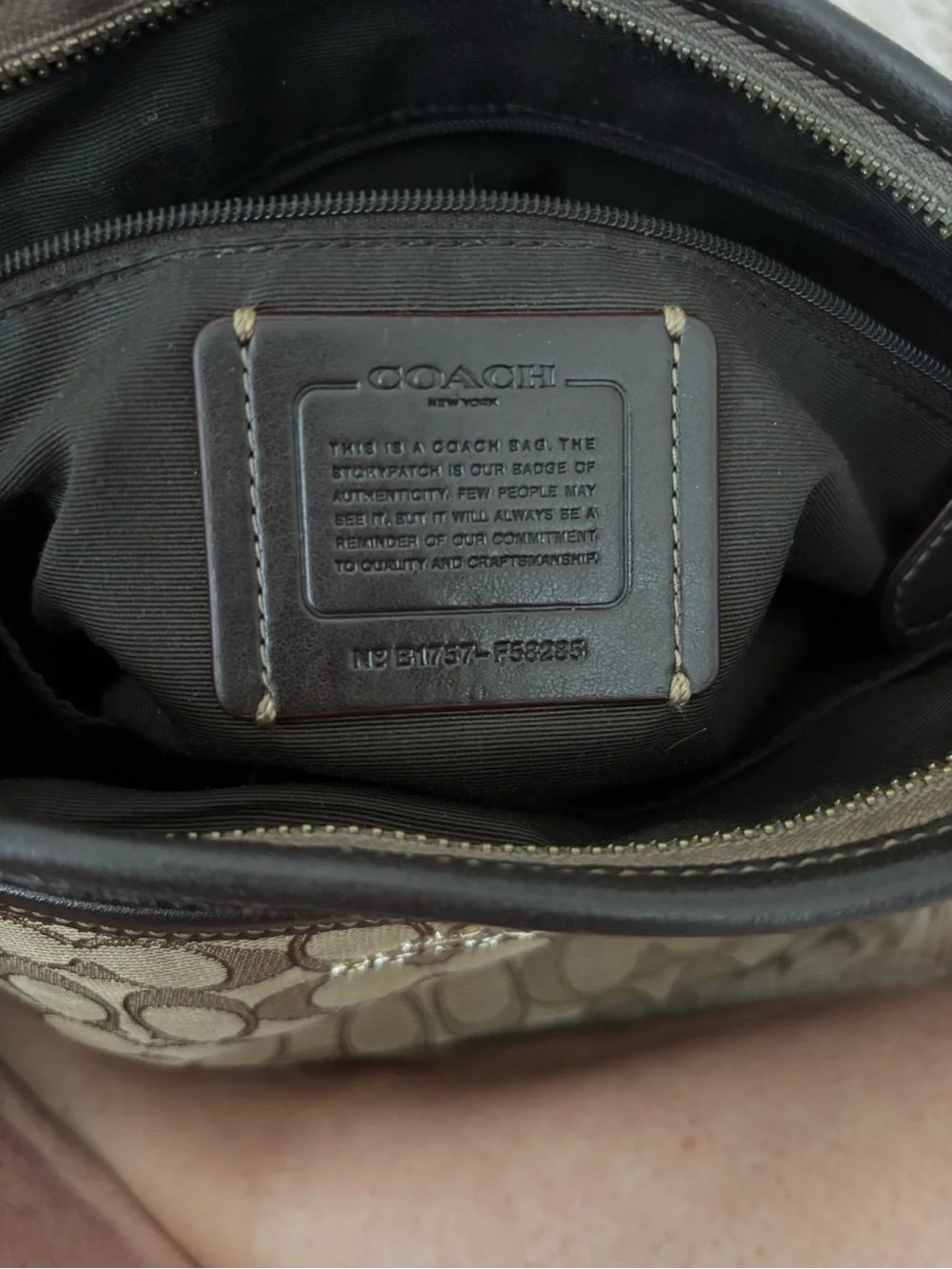 Coach Brown Signature Canvas Crossbody Bag with Dark Trim